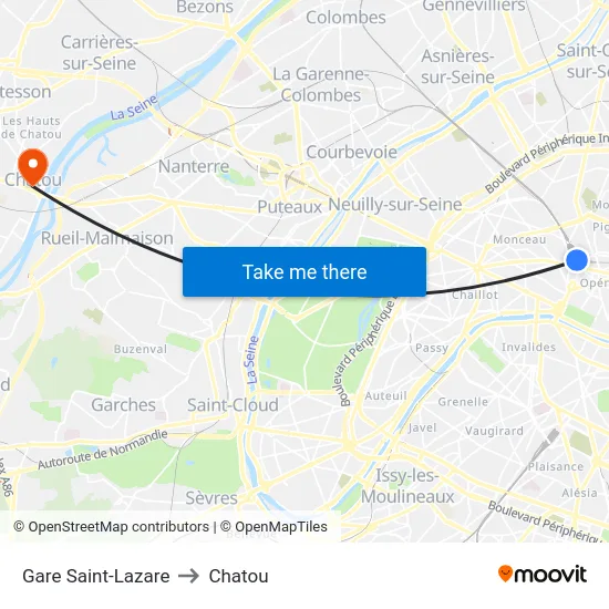 Gare Saint-Lazare to Chatou map