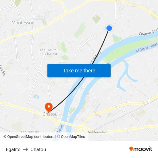 Égalité to Chatou map