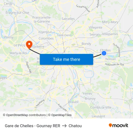 Gare de Chelles - Gournay RER to Chatou map