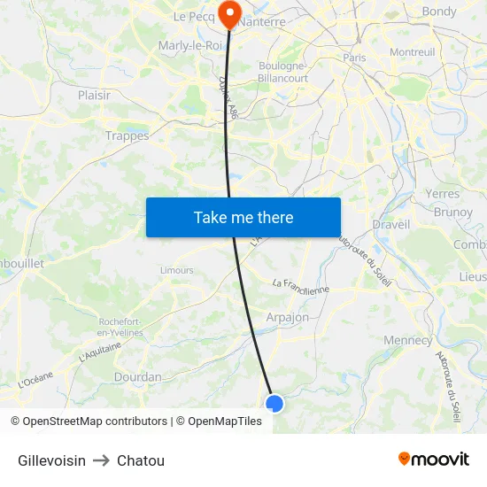 Gillevoisin to Chatou map
