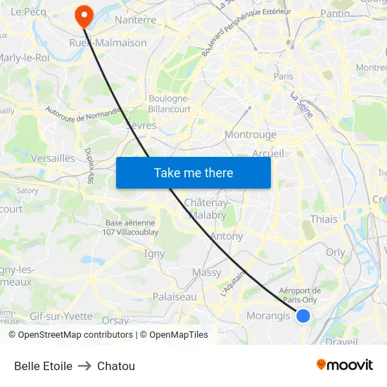 Belle Etoile to Chatou map