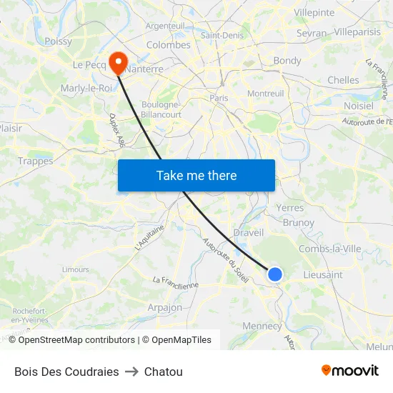 Bois Des Coudraies to Chatou map