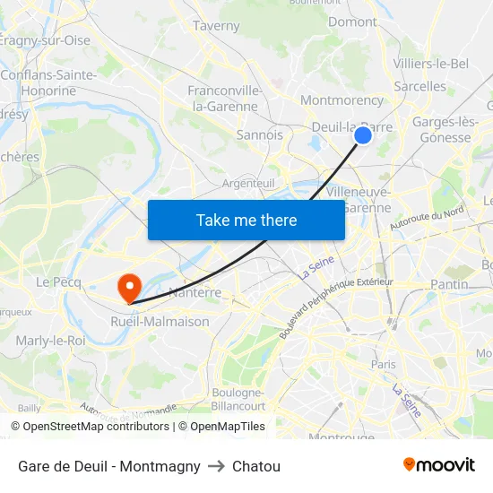 Gare de Deuil - Montmagny to Chatou map