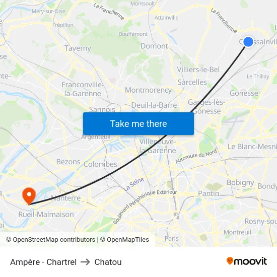 Ampère - Chartrel to Chatou map