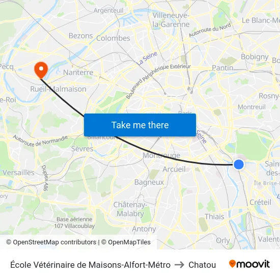 École Vétérinaire de Maisons-Alfort-Métro to Chatou map