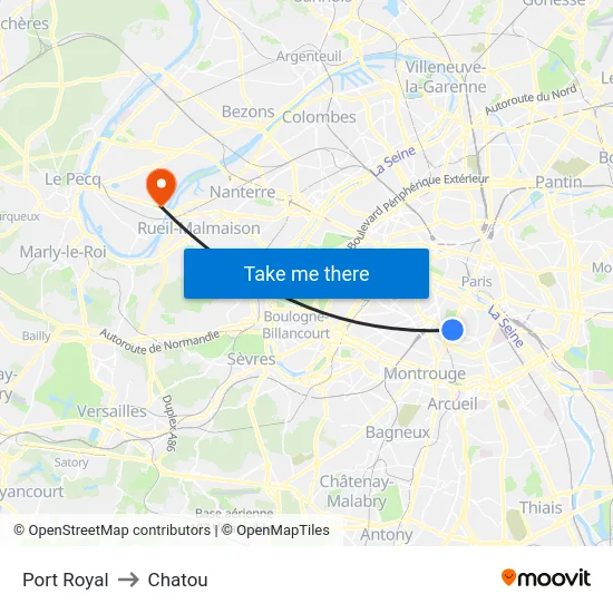 Port Royal to Chatou map