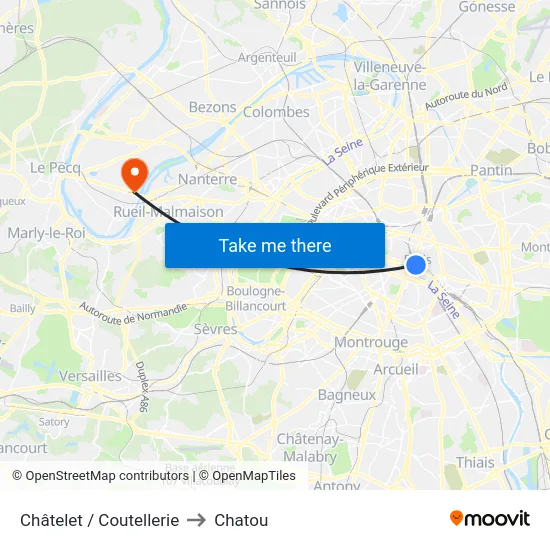 Châtelet / Coutellerie to Chatou map