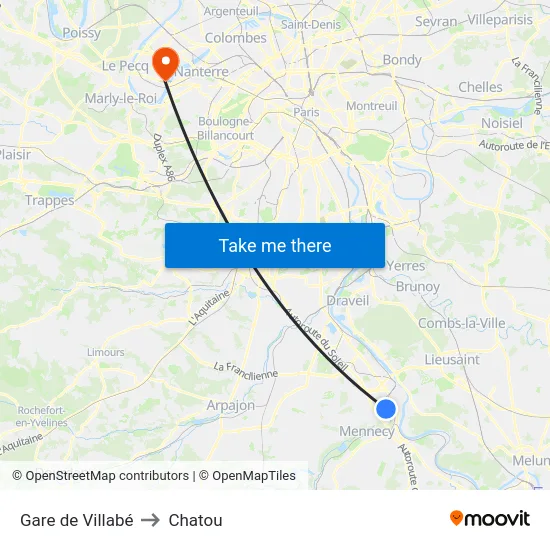 Gare de Villabé to Chatou map