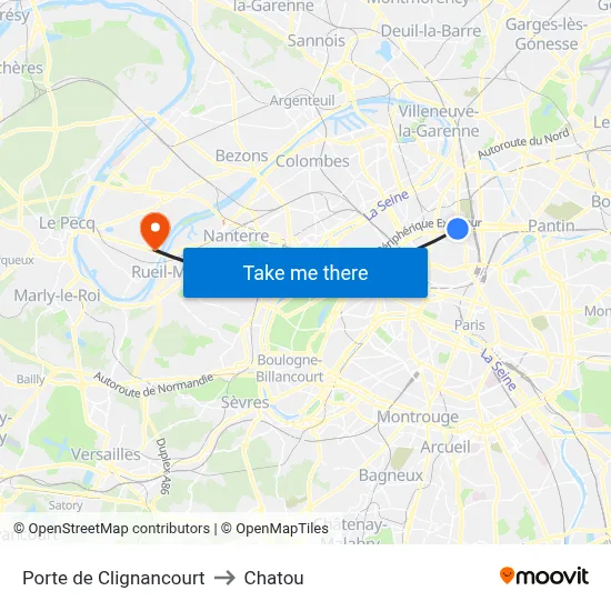 Porte de Clignancourt to Chatou map