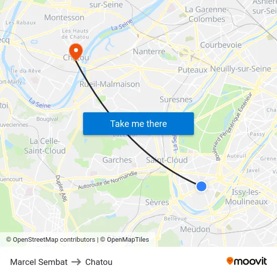Marcel Sembat to Chatou map