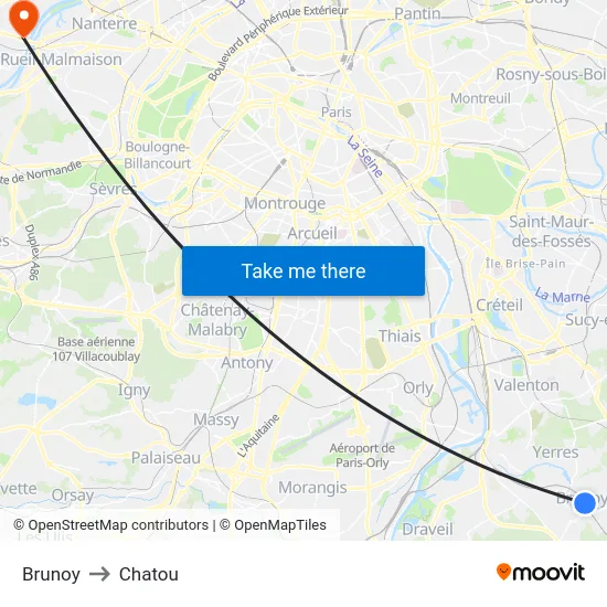 Brunoy to Chatou map