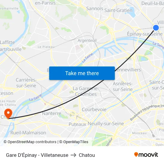 Gare D'Épinay - Villetaneuse to Chatou map