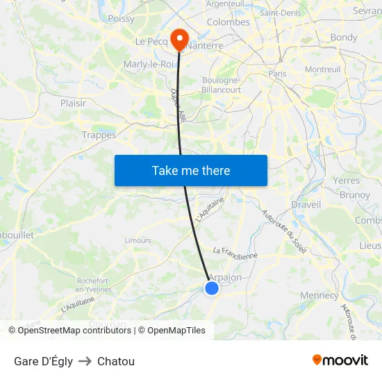 Gare D'Égly to Chatou map