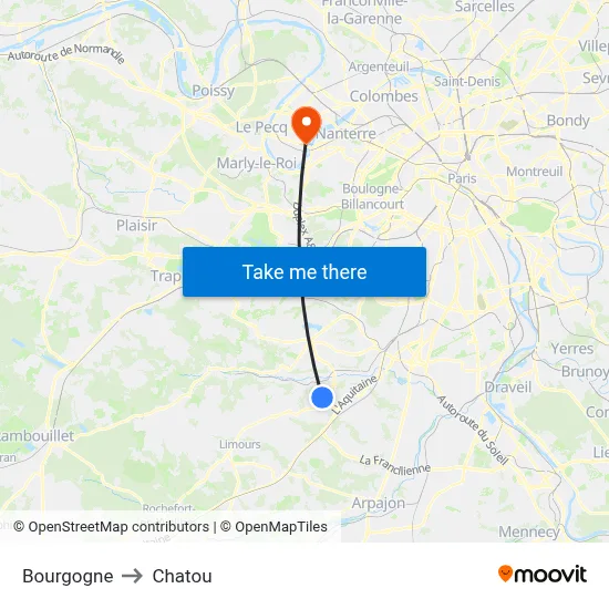 Bourgogne to Chatou map