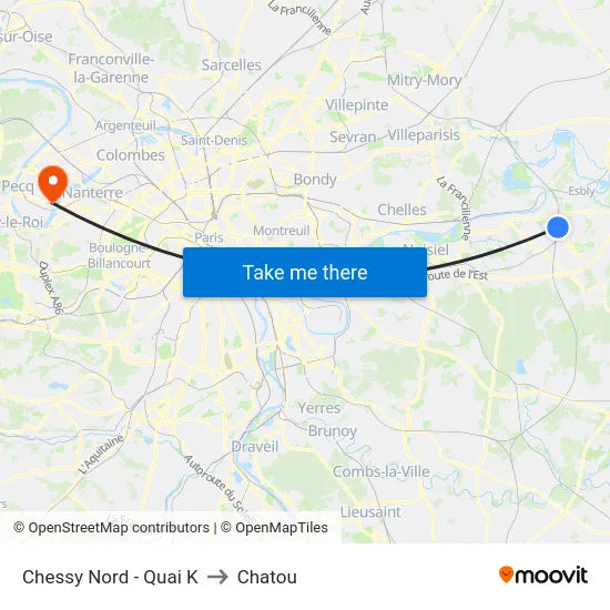 Chessy Nord - Quai K to Chatou map