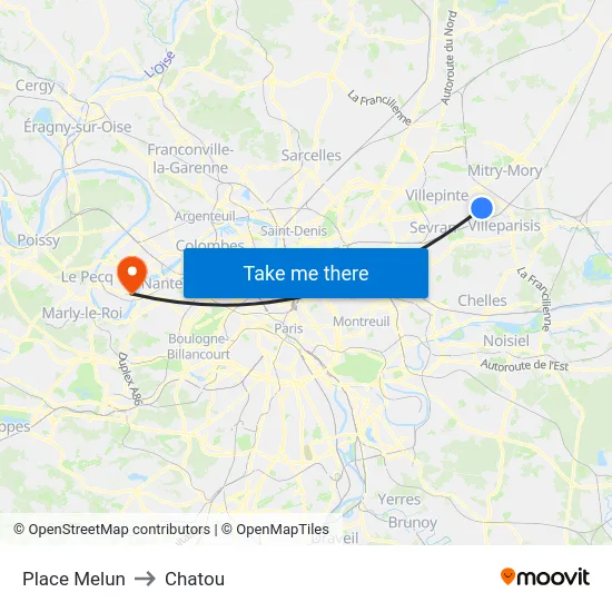 Place Melun to Chatou map