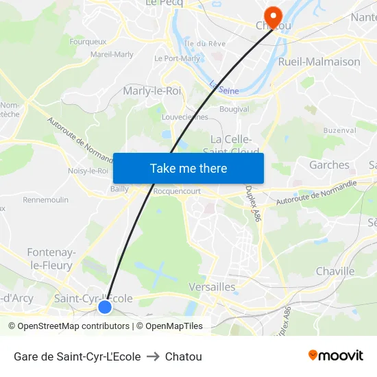 Gare de Saint-Cyr-L'Ecole to Chatou map
