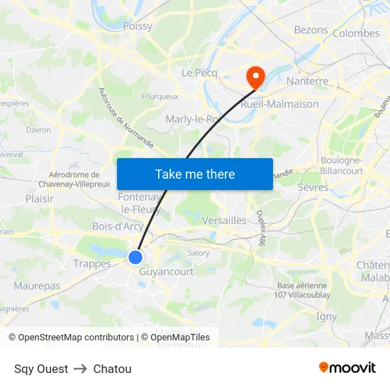 Sqy Ouest to Chatou map