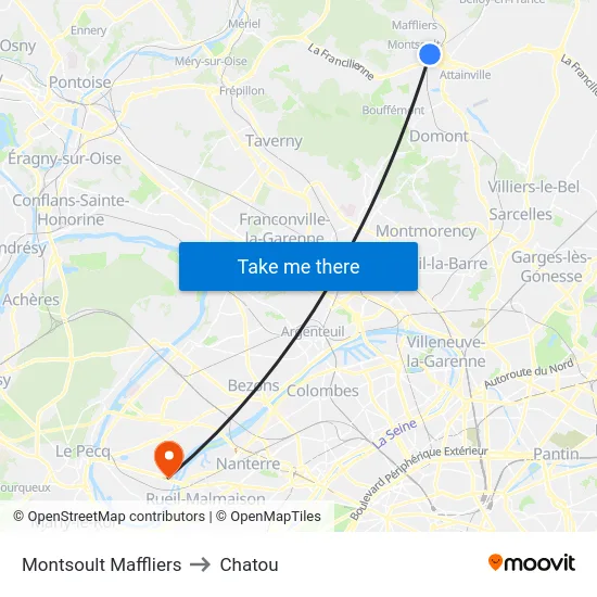 Gare de Montsoult Maffliers to Chatou map