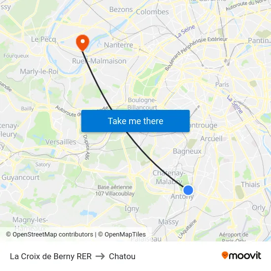 La Croix de Berny RER to Chatou map