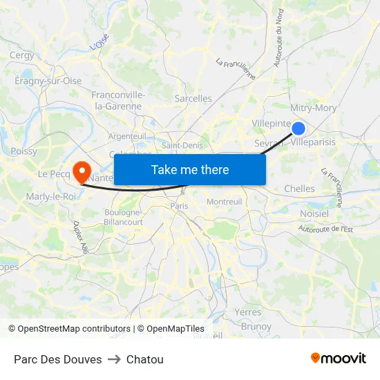 Parc Des Douves to Chatou map