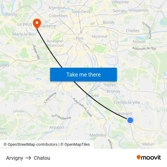 Arvigny to Chatou map