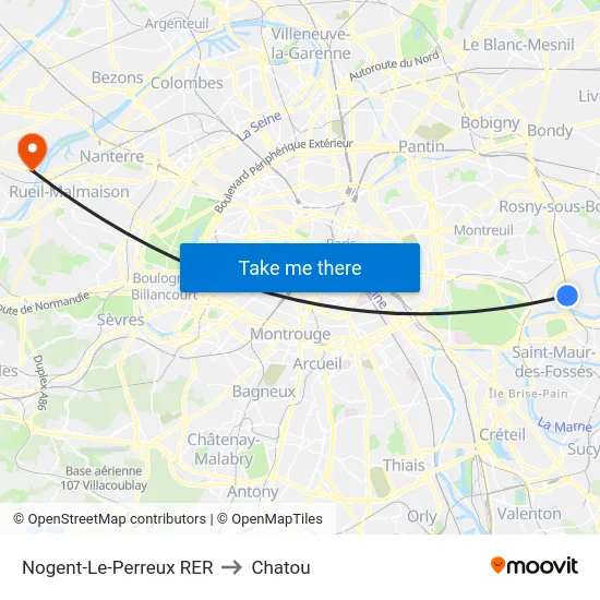 Nogent-Le-Perreux RER to Chatou map