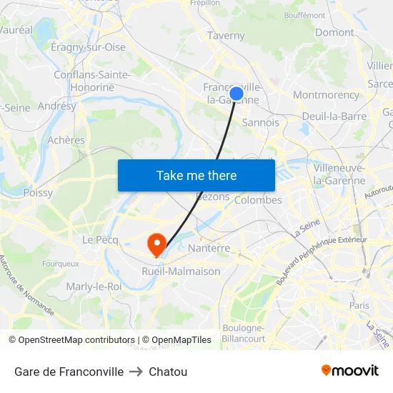 Gare de Franconville to Chatou map