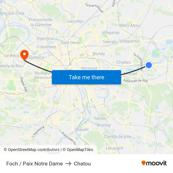 Foch / Paix Notre Dame to Chatou map