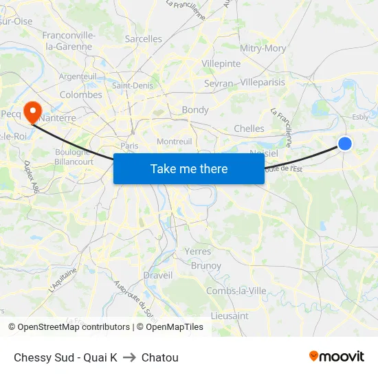 Chessy Sud - Quai K to Chatou map