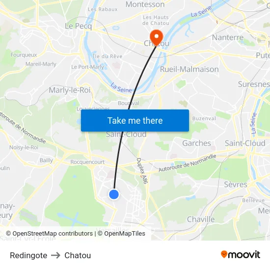 Redingote to Chatou map