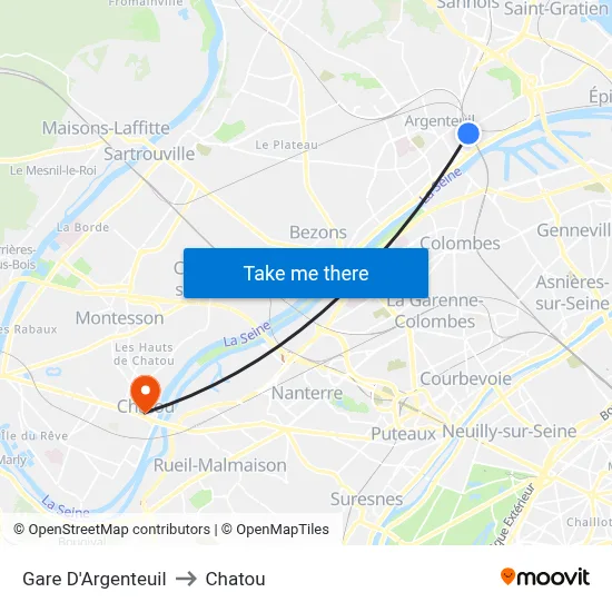 Gare D'Argenteuil to Chatou map