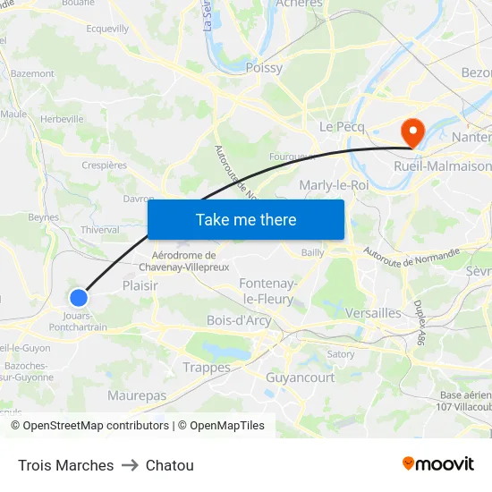 Trois Marches to Chatou map