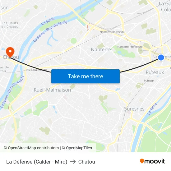 La Défense (Calder - Miro) to Chatou map