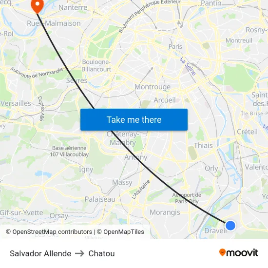 Salvador Allende to Chatou map
