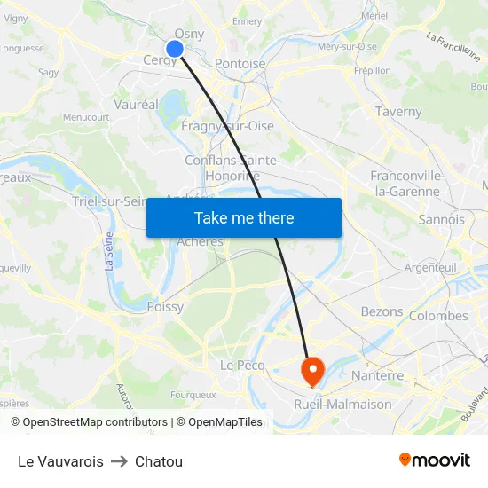 Le Vauvarois to Chatou map