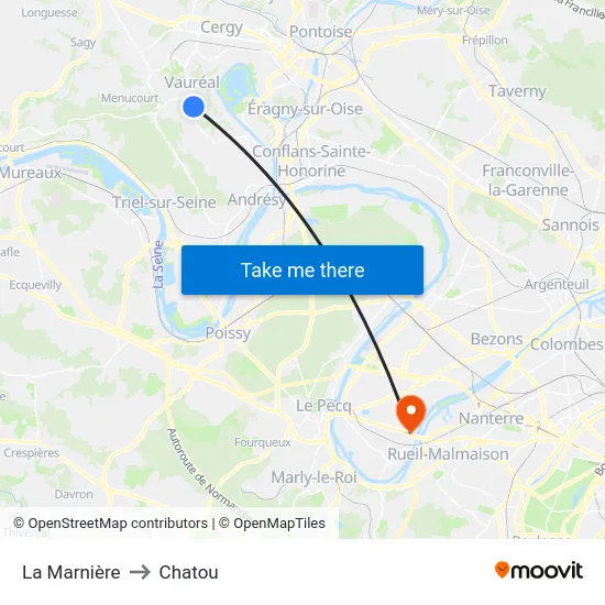 La Marnière to Chatou map