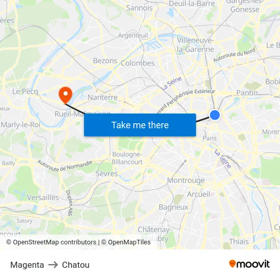 Magenta to Chatou map
