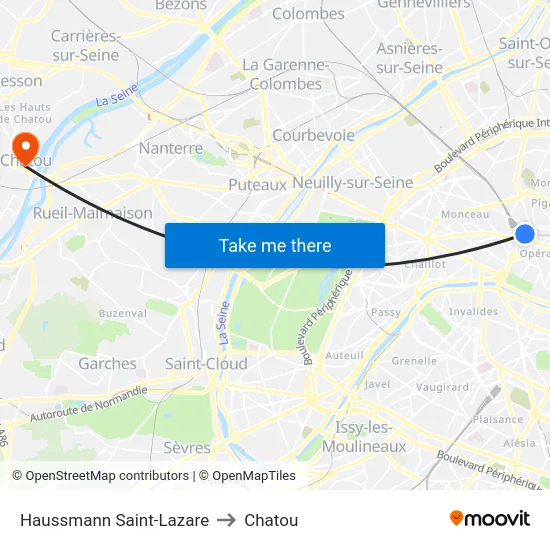 Haussmann Saint-Lazare to Chatou map