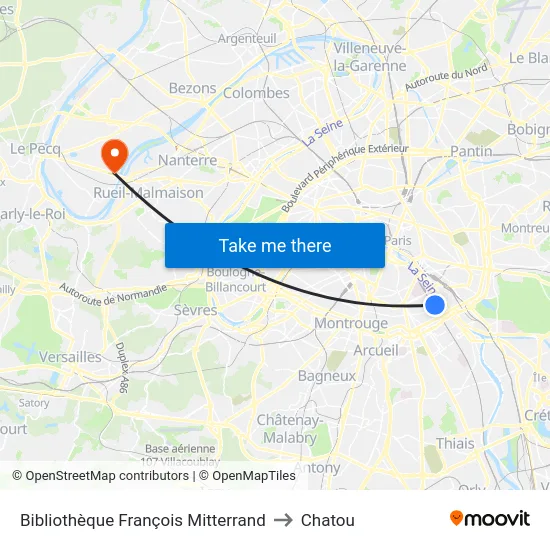 Bibliothèque François Mitterrand to Chatou map