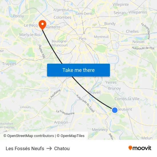 Les Fossés Neufs to Chatou map
