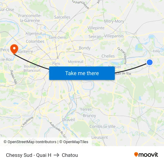 Chessy Sud - Quai H to Chatou map