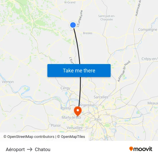 Aéroport to Chatou map