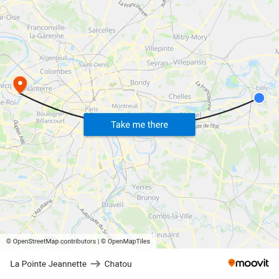 La Pointe Jeannette to Chatou map