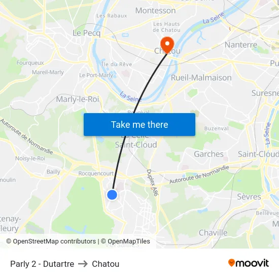 Parly 2 - Dutartre to Chatou map