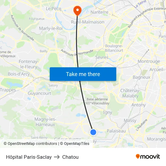 Hôpital Paris-Saclay to Chatou map