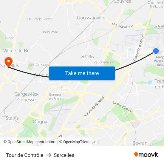 Tour de Contrôle to Sarcelles map