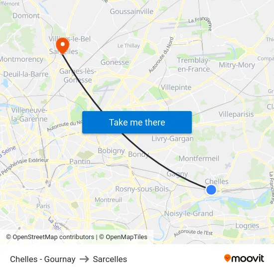 Chelles - Gournay to Sarcelles map