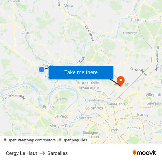 Cergy Le Haut to Sarcelles map