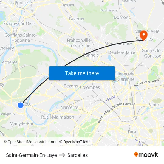 Saint-Germain-En-Laye to Sarcelles map